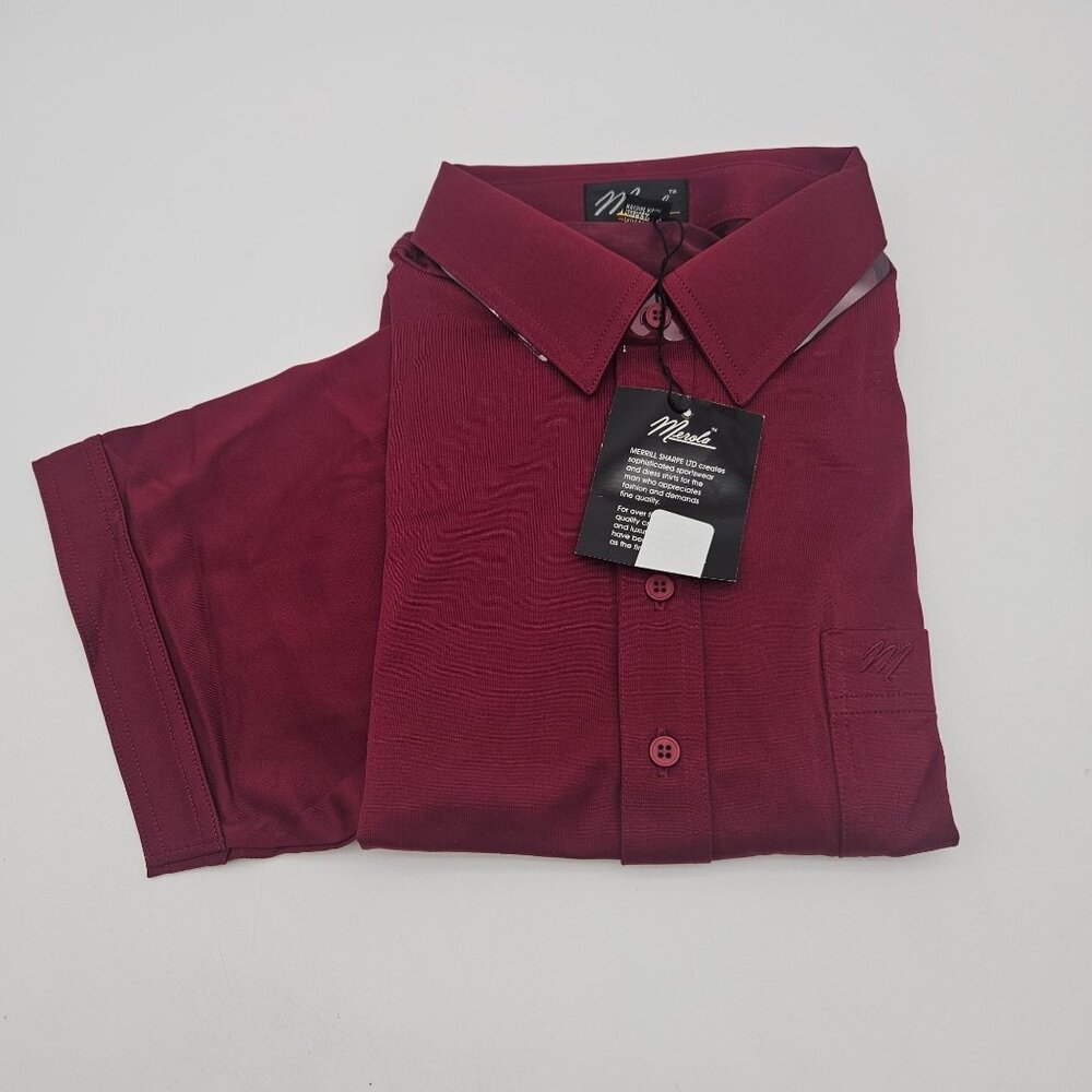 Merola Y2K Burgundy SS Polo Golf Shirt Polyester Cotton Blend Sz L NWT